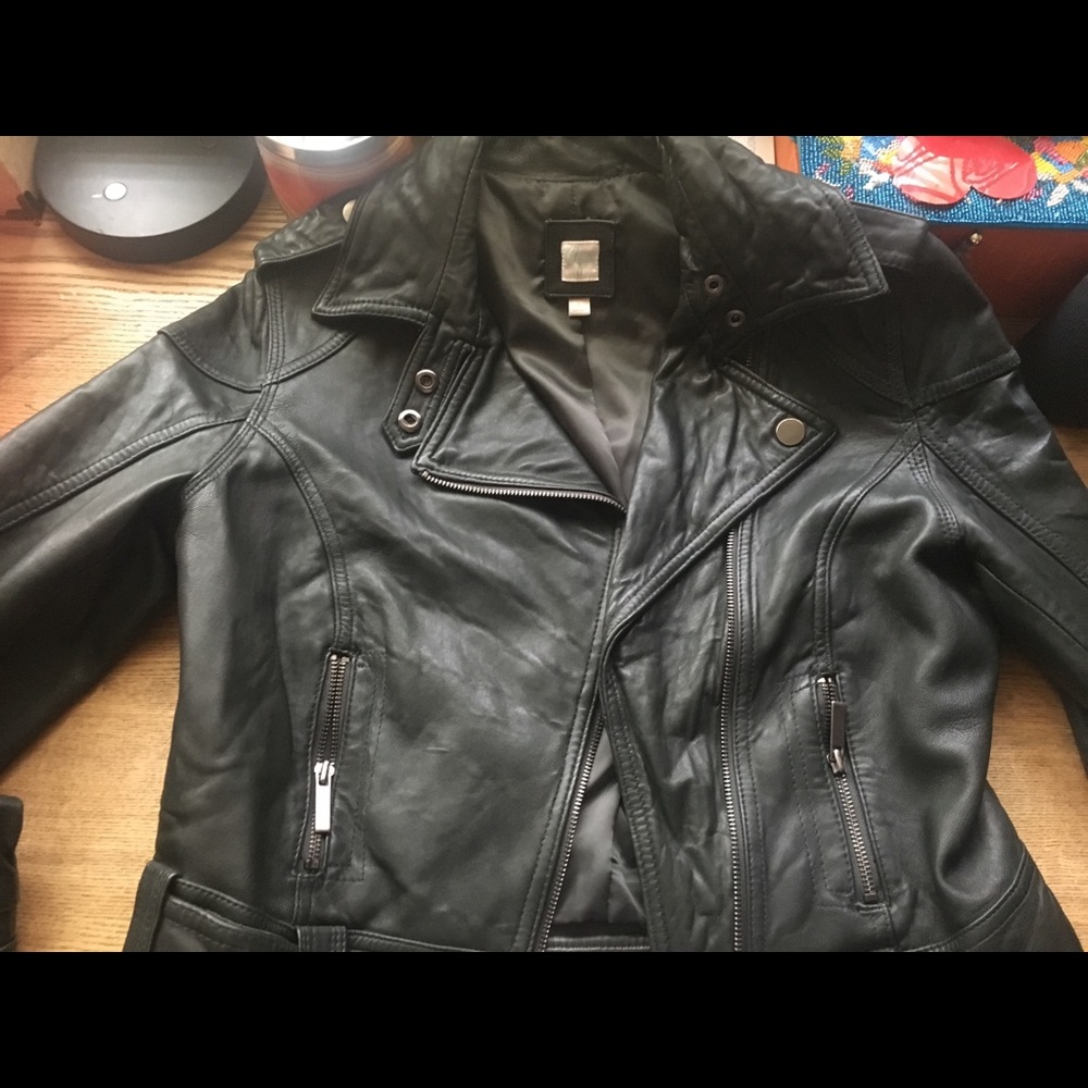 Genuine leather moto jacket